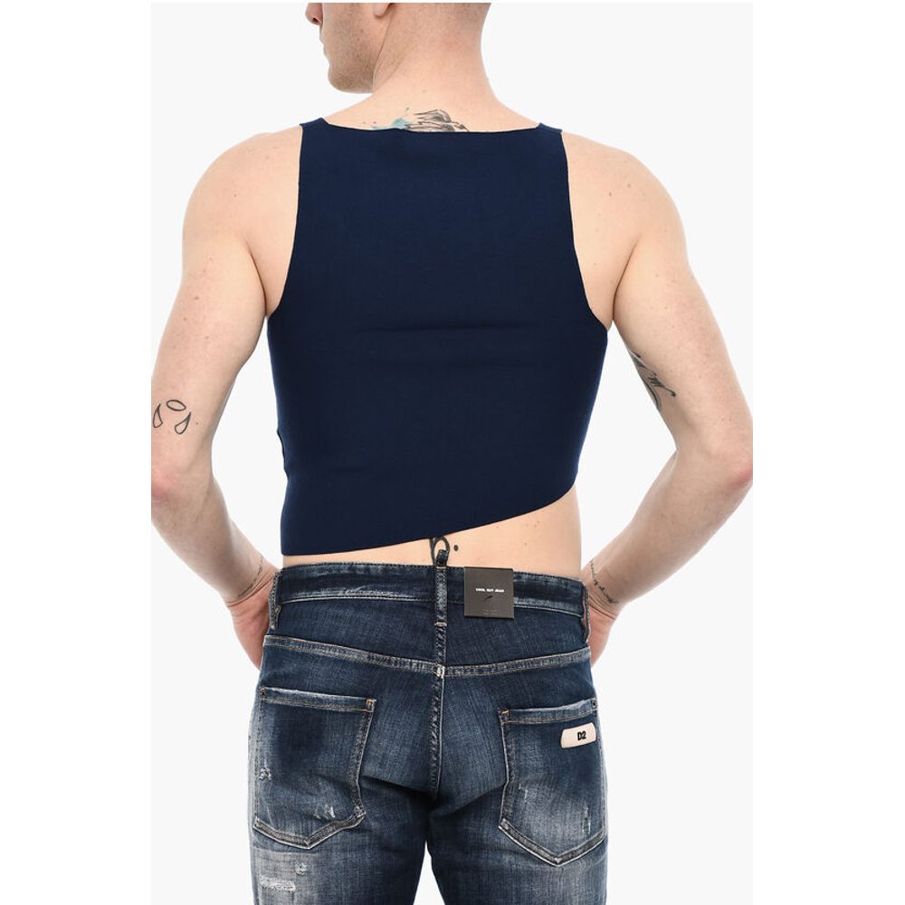 Dsquared² Asymmetrical Cut Knitted Cropped Top