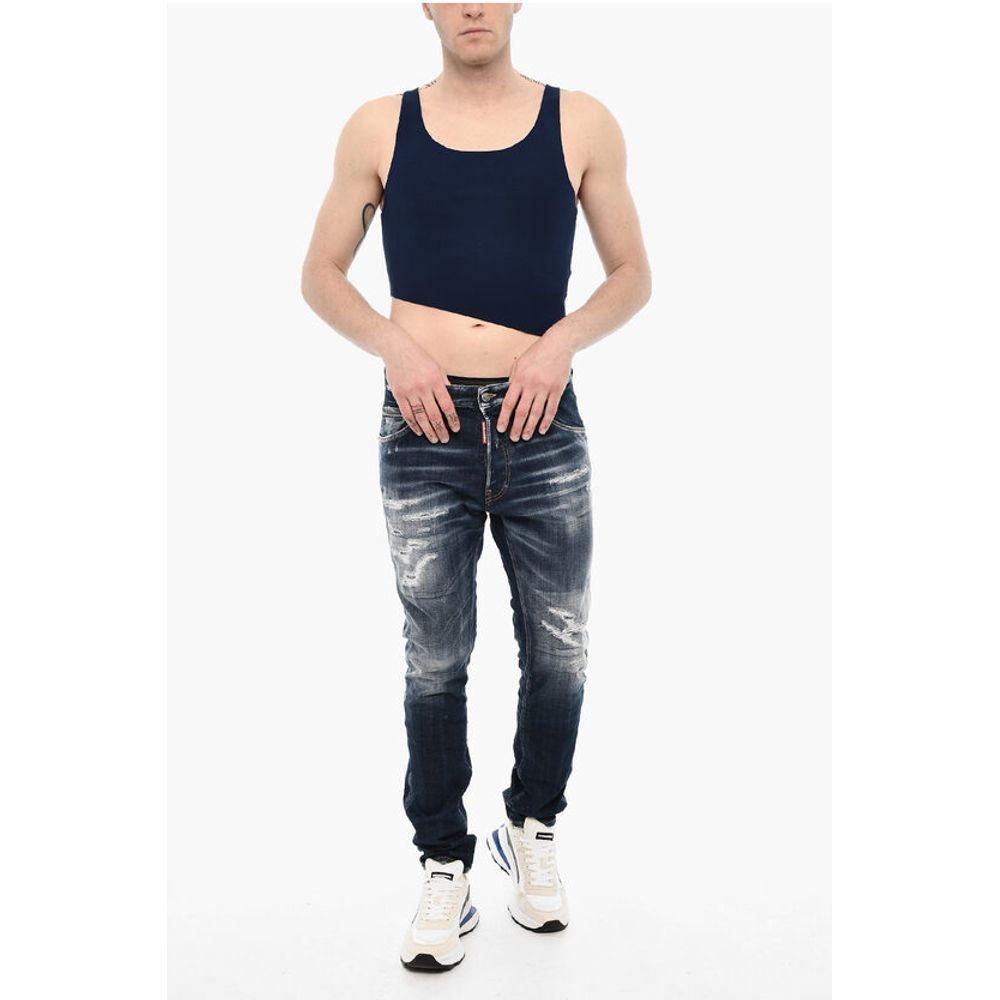 Dsquared² Asymmetrical Cut Knitted Cropped Top