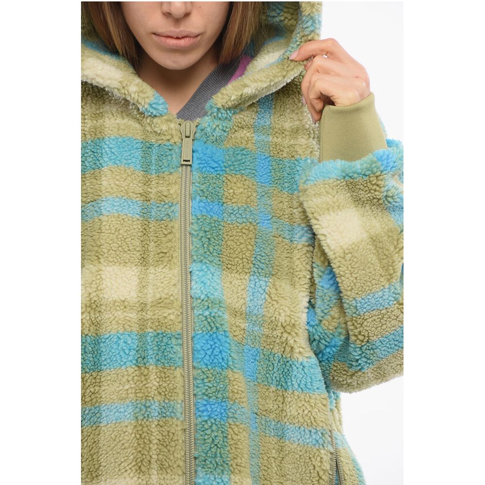 Dsquared² Sherpa Zip-up Hoodie with Tartan Pattern