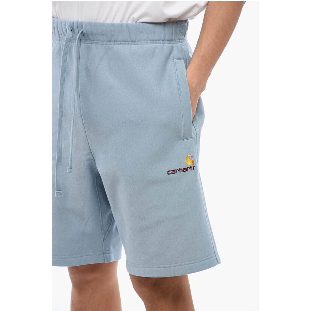 Carhartt Wip Solid Color AMERICAN SCRIPT Sweat Shorts with Embroidered Lo