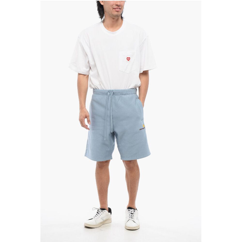 Carhartt Wip Solid Color AMERICAN SCRIPT Sweat Shorts with Embroidered Lo