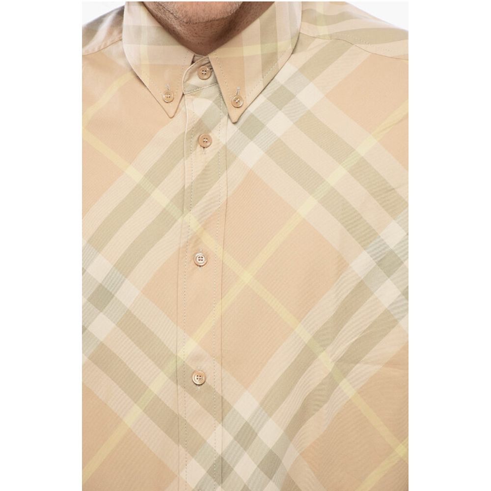 Burberry Checkered Shirt with Button-down Collar
