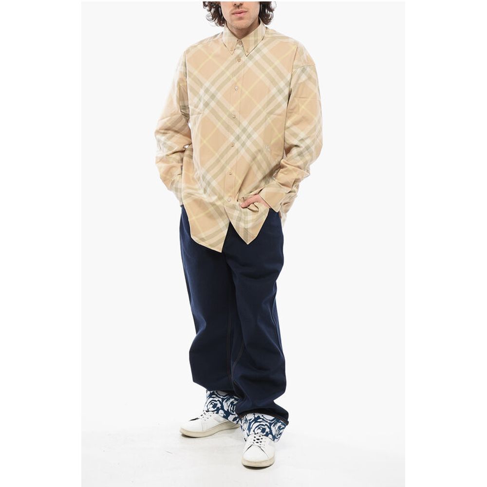 Burberry Checkered Shirt with Button-down Collar