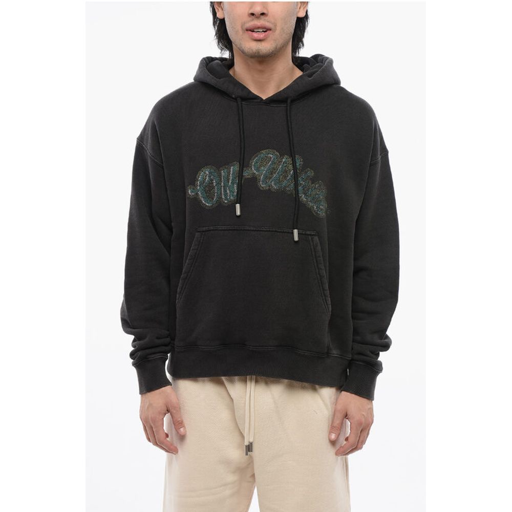 Off-White Brushed Cotton Skate-Fit BACCHUS Printed Hoodie