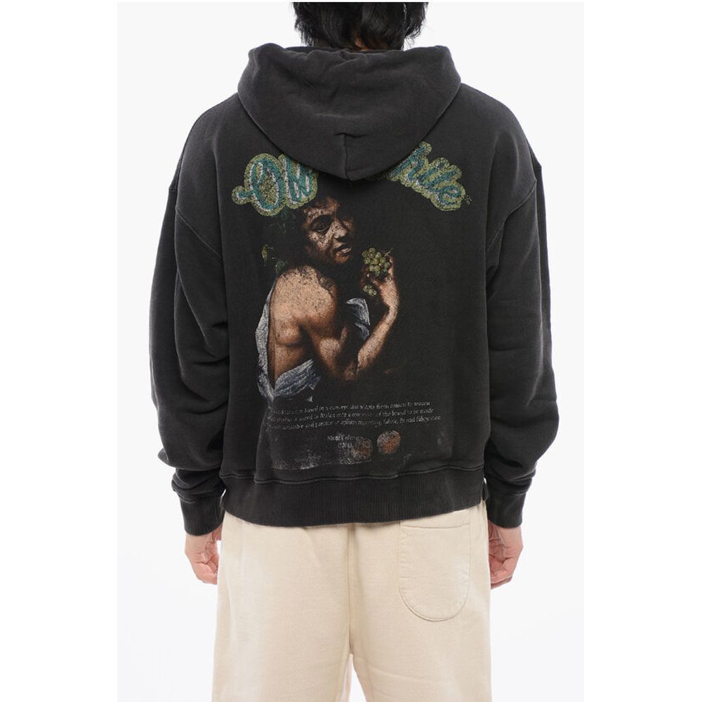 Off-White Brushed Cotton Skate-Fit BACCHUS Printed Hoodie