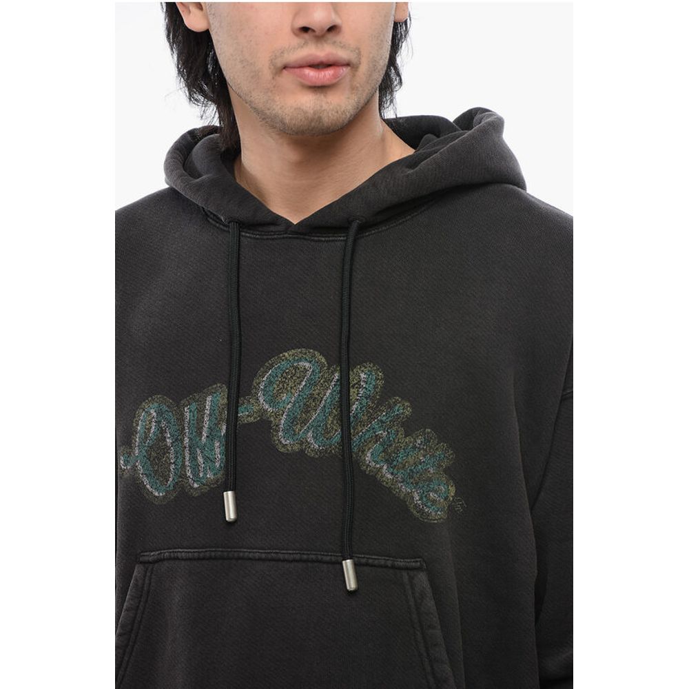 Off-White Brushed Cotton Skate-Fit BACCHUS Printed Hoodie