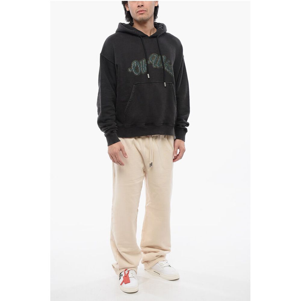 Off-White Brushed Cotton Skate-Fit BACCHUS Printed Hoodie