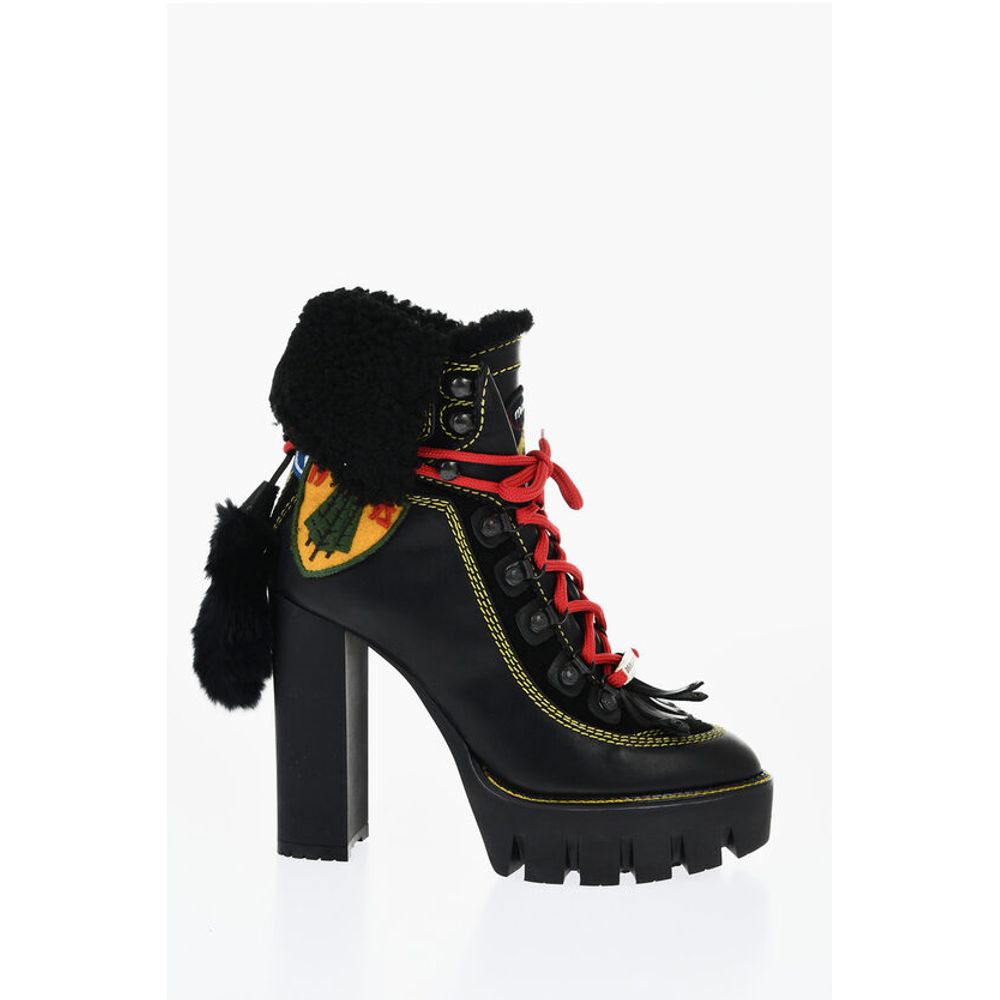 Dsquared² Leather CANADA HIKE Platform Booties with Carrion Sole 13cm
