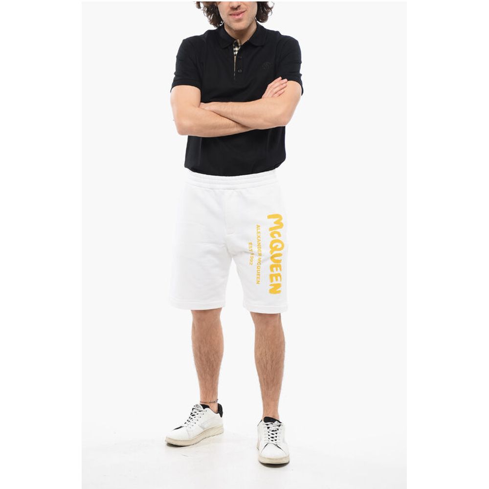 Alexander McQueen Brushed Cotton Shorts with Printed Logo