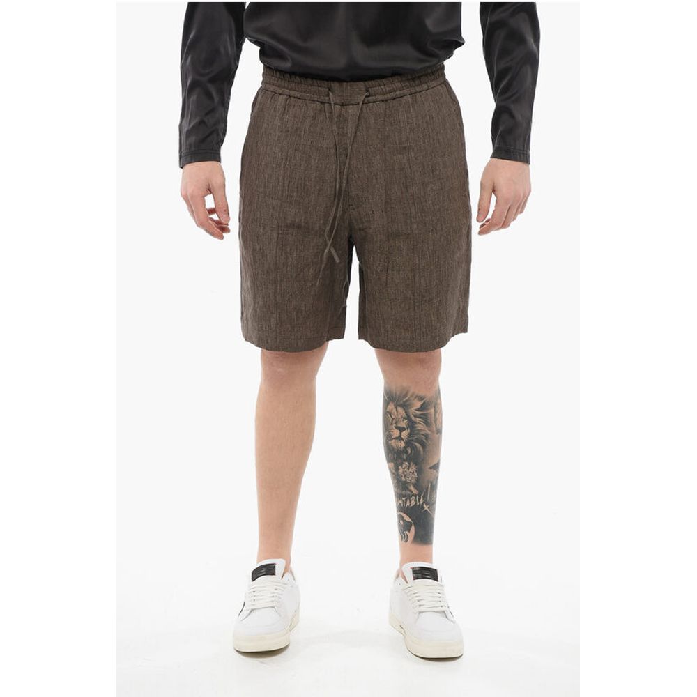 Armani EMPORIO 4-Pocketed Linen Shorts with Drawstring