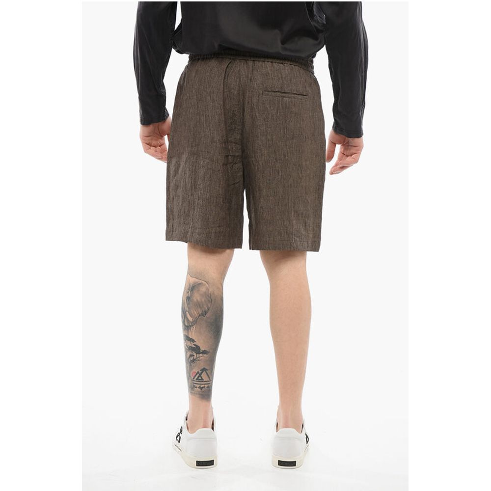 Armani EMPORIO 4-Pocketed Linen Shorts with Drawstring