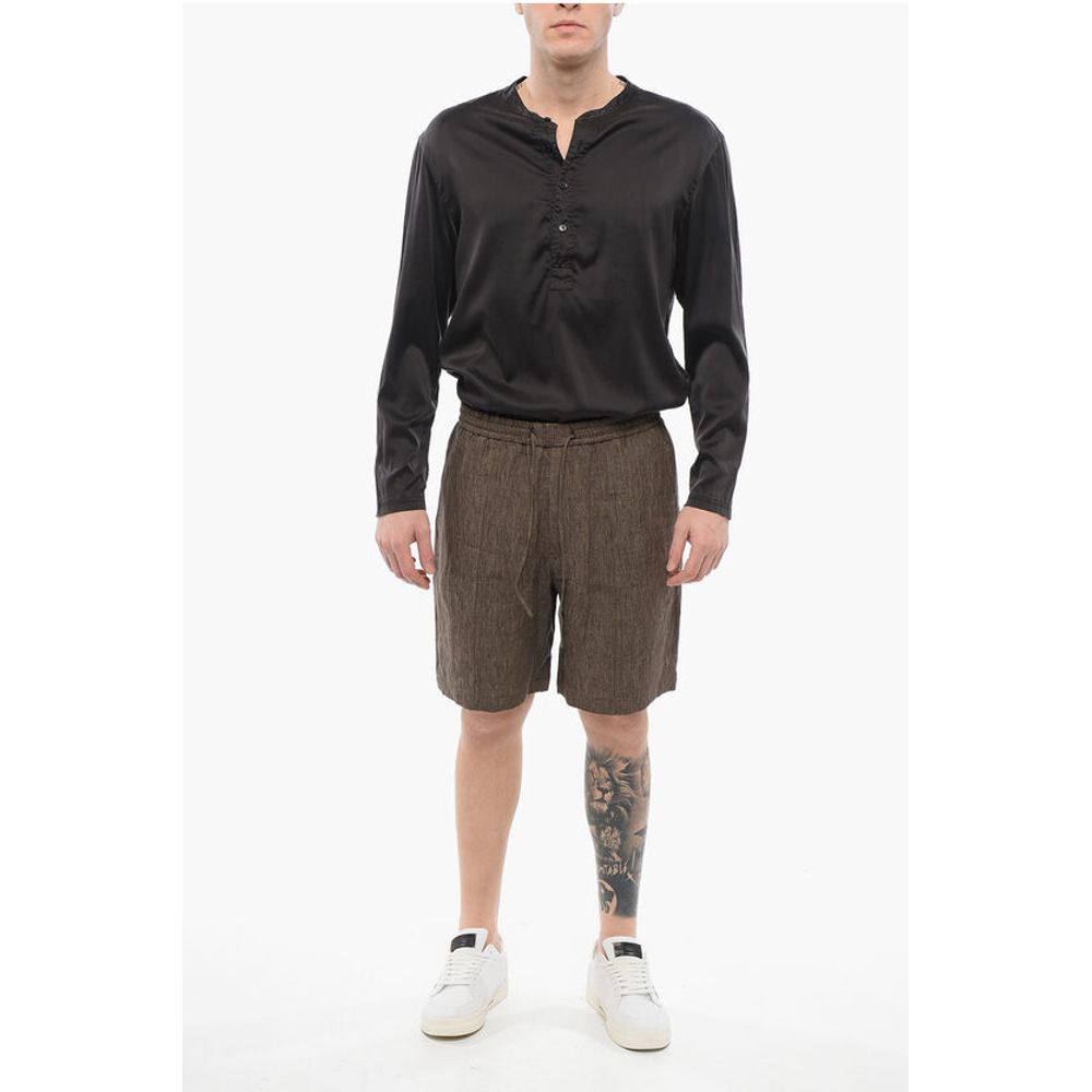 Armani EMPORIO 4-Pocketed Linen Shorts with Drawstring