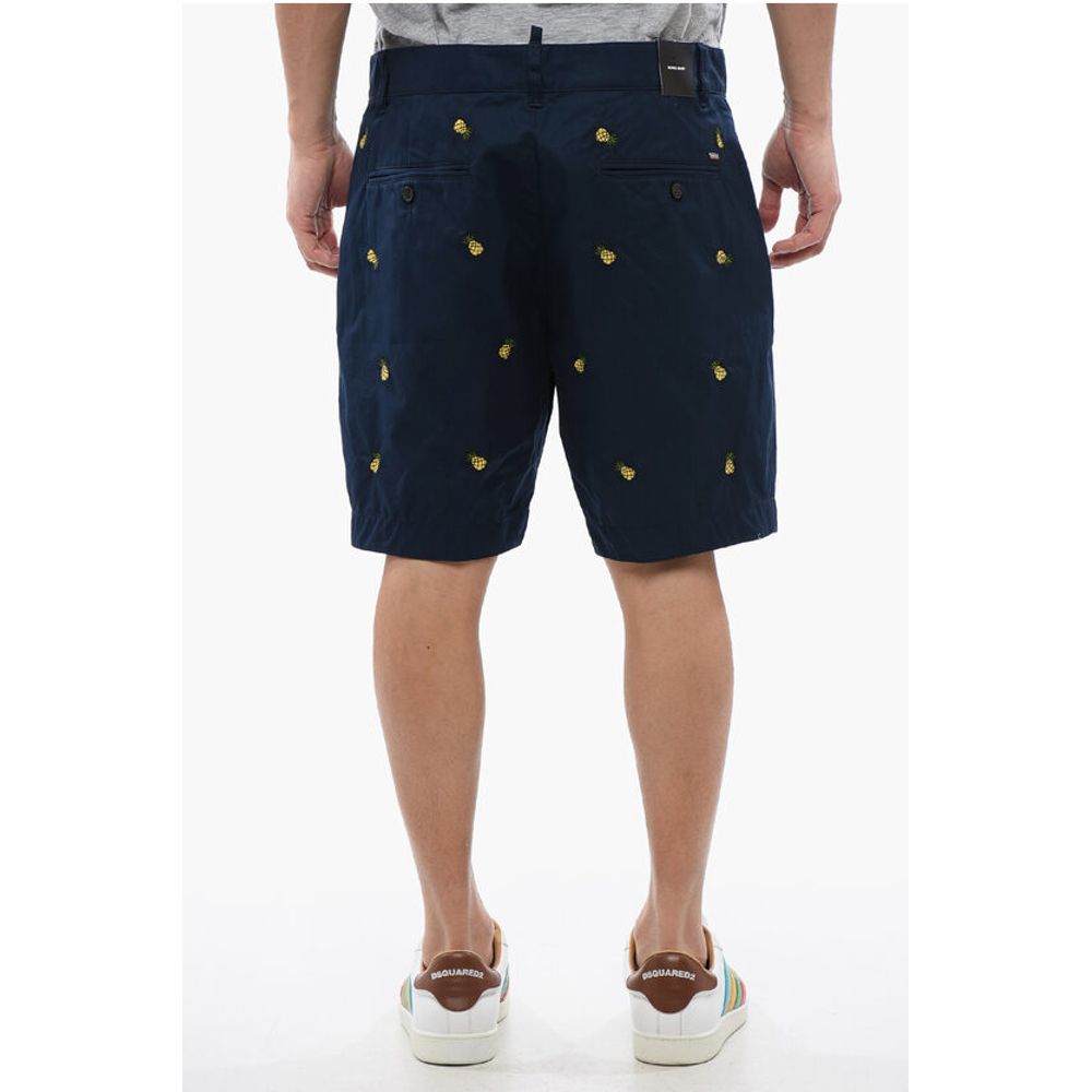Dsquared² Cotton Shorts With Ananas Embroidery