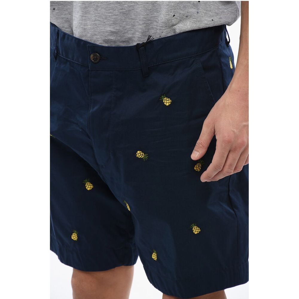 Dsquared² Cotton Shorts With Ananas Embroidery