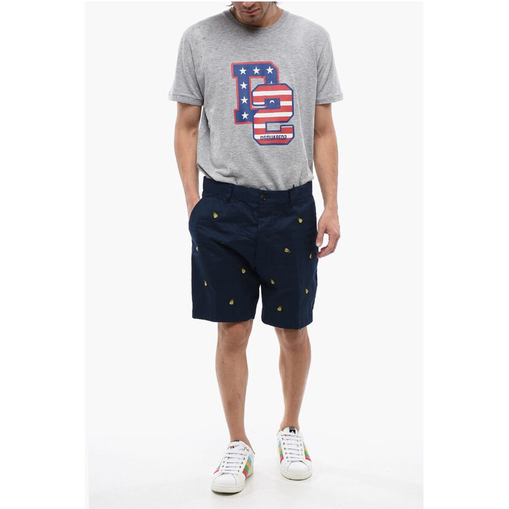 Dsquared² Cotton Shorts With Ananas Embroidery