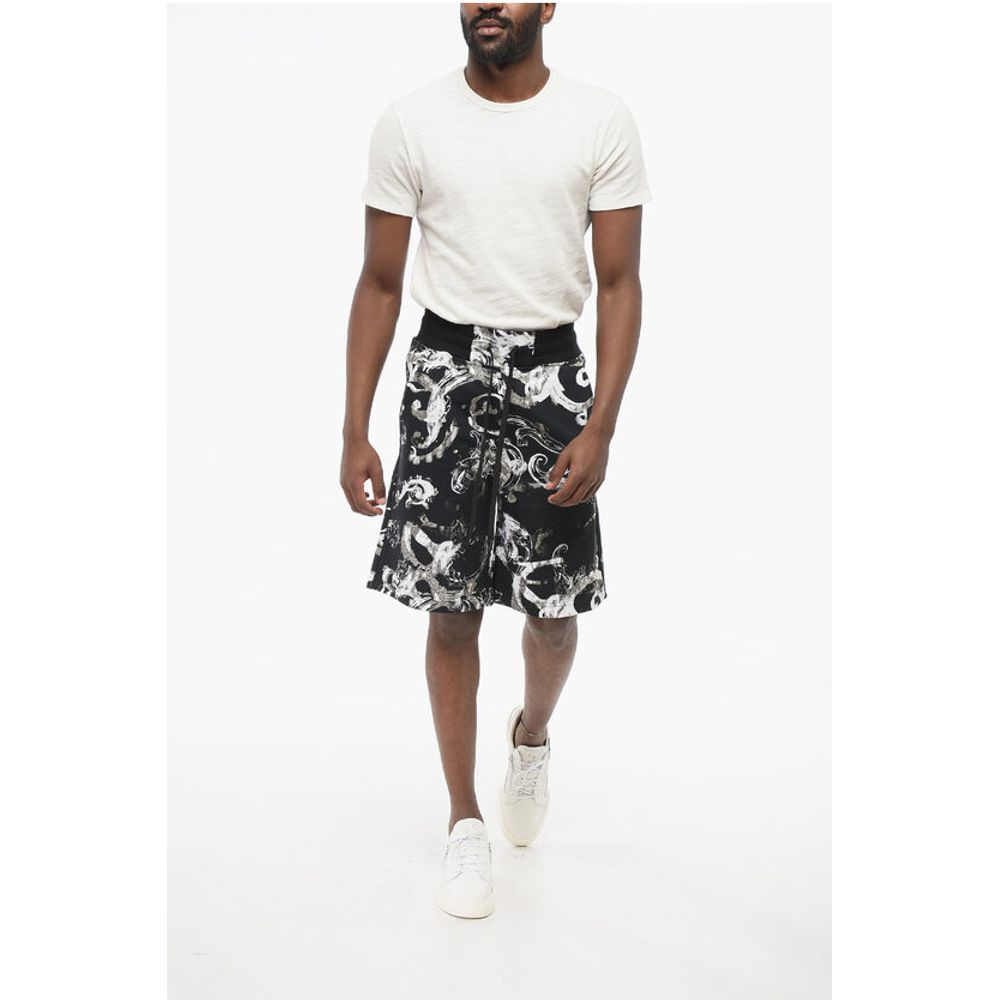 Versace JEANS COUTURE Brushed Cotton Shorts with Barocco Motif