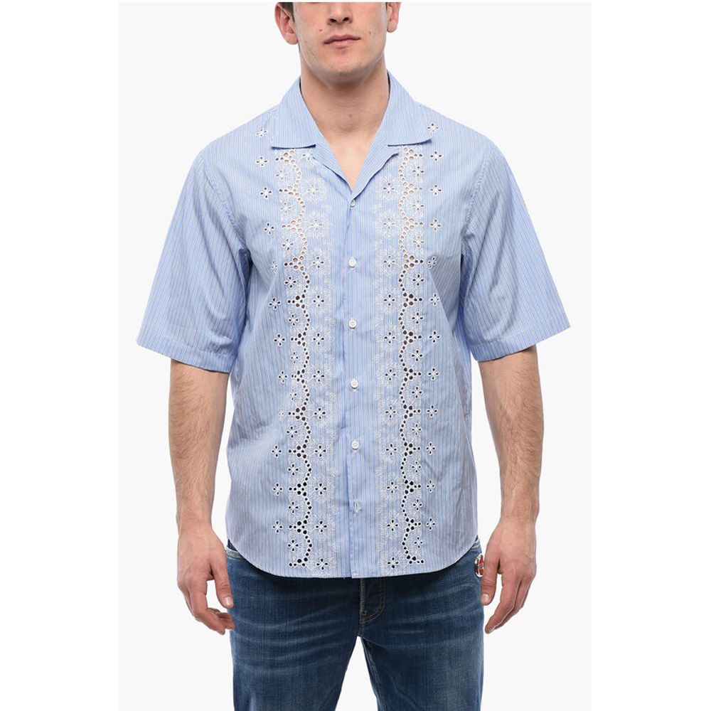 Dsquared² Striped SUNSET BOWLING Shirt with Broderie Anglaise