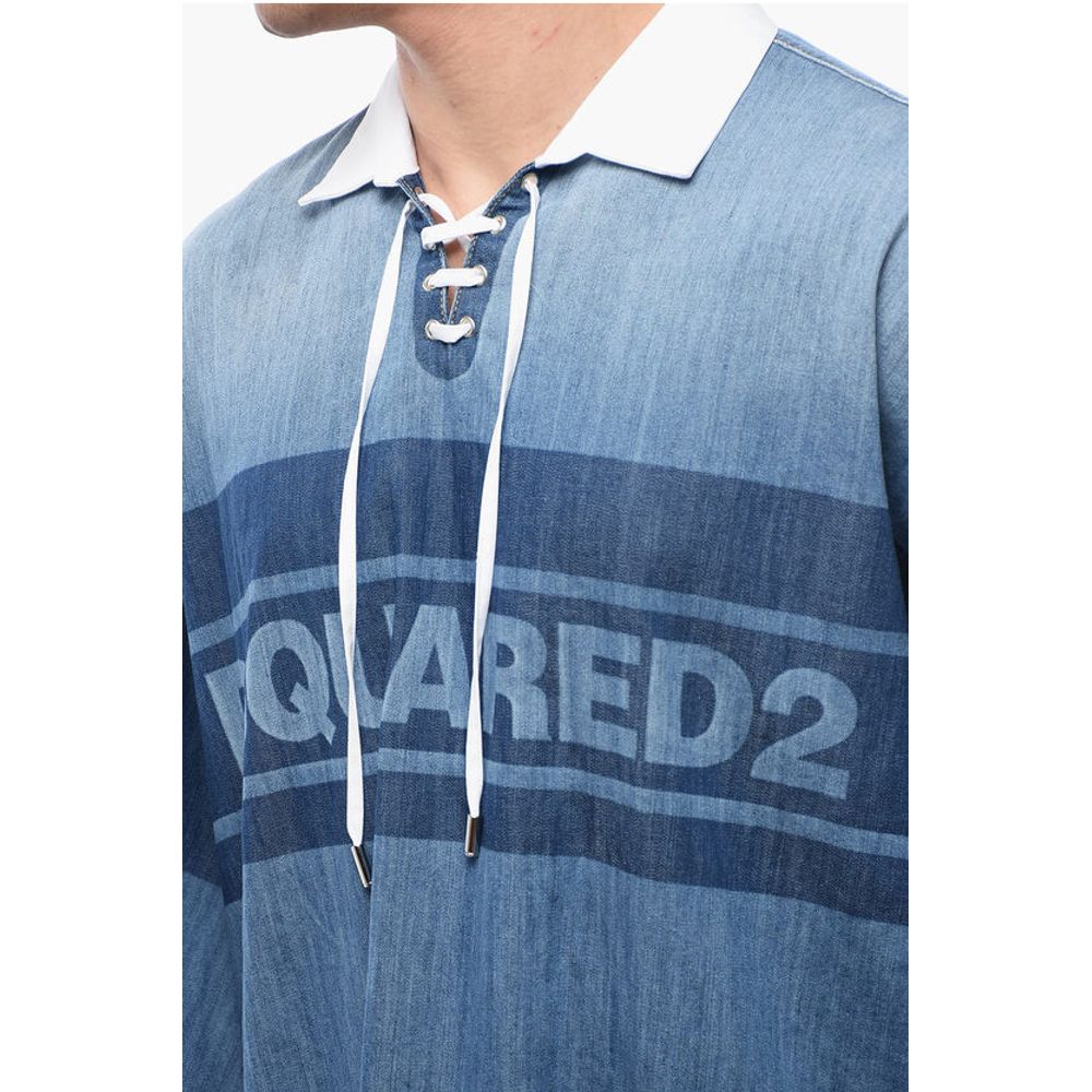 Dsquared² Denim Rugby Shirt with Oversized Fit