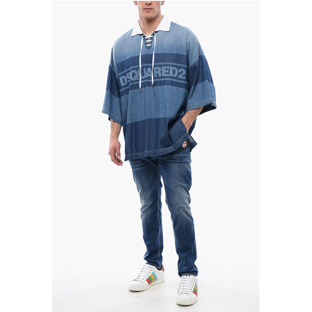 Dsquared² Denim Rugby Shirt with Oversized Fit