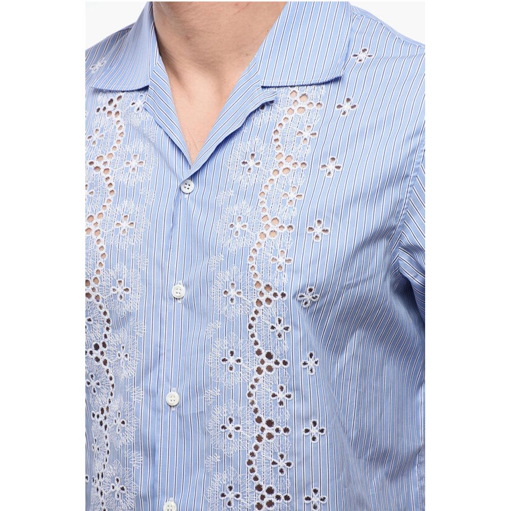 Dsquared² Striped SUNSET BOWLING Shirt with Broderie Anglaise