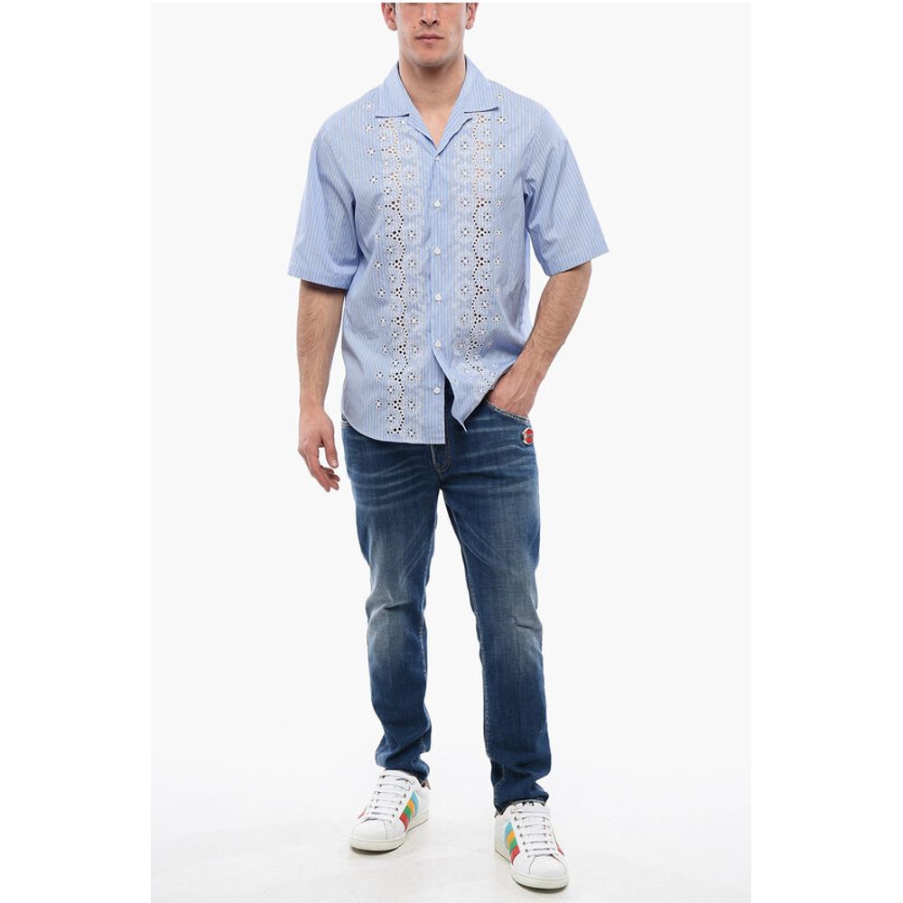 Dsquared² Striped SUNSET BOWLING Shirt with Broderie Anglaise