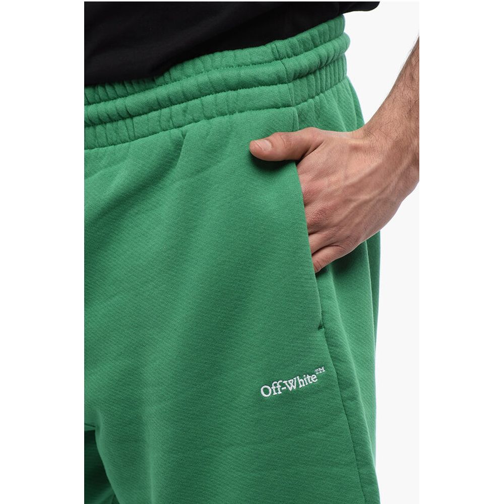 Off-White Brushed Cotton jogger Shorts With Embroidered Bandana Logo
