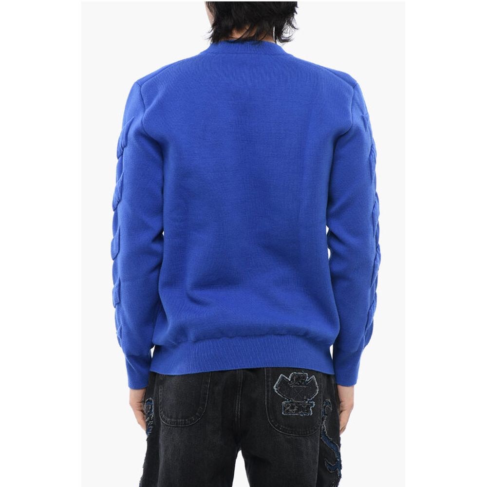 Off-White Crewneck Pullover With Embossed Details