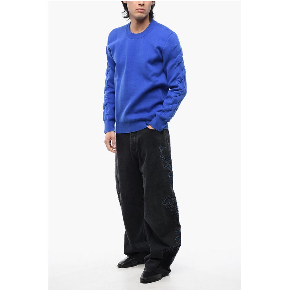 Off-White Crewneck Pullover With Embossed Details