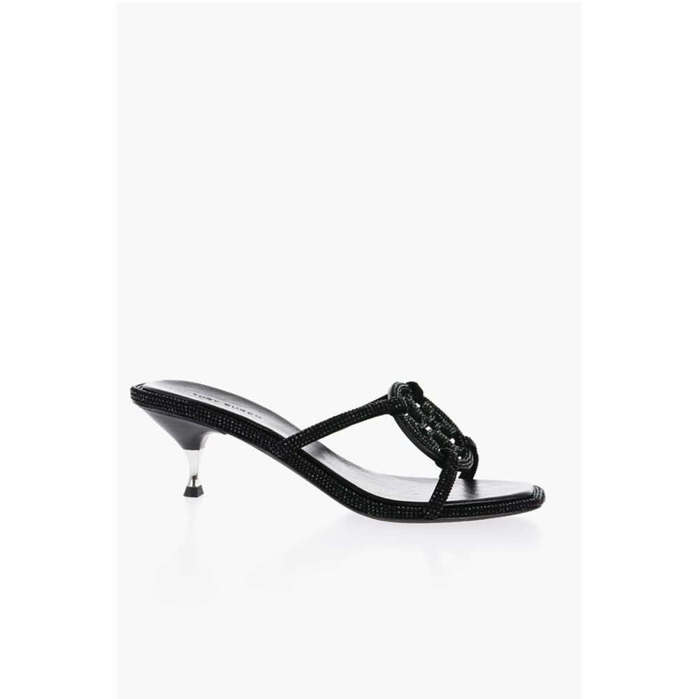 Tory Burch Suede PAVE GEO BOMBE Sandals with Rhinestone 5,5cm