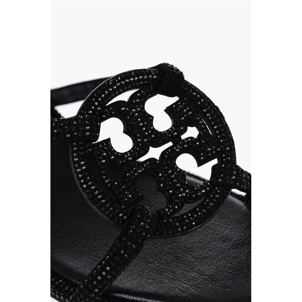 Tory Burch Suede PAVE GEO BOMBE Sandals with Rhinestone 5,5cm