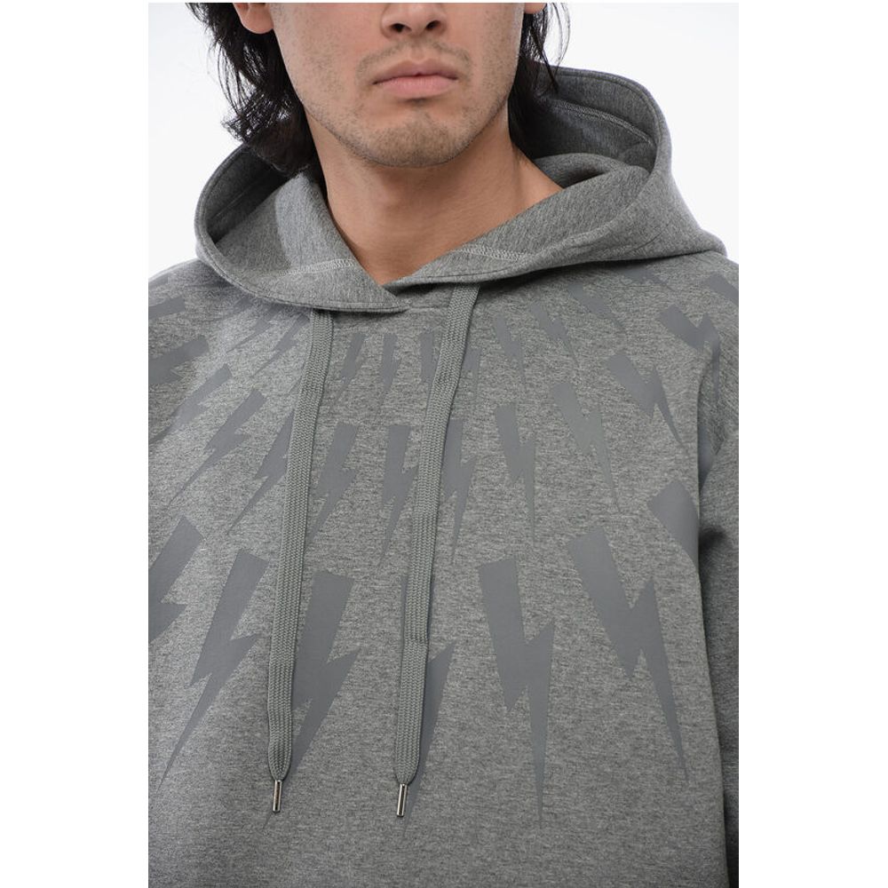 Neil Barrett Cotton Neoprene FAIRISLE THUNDERBOLT Hoodie
