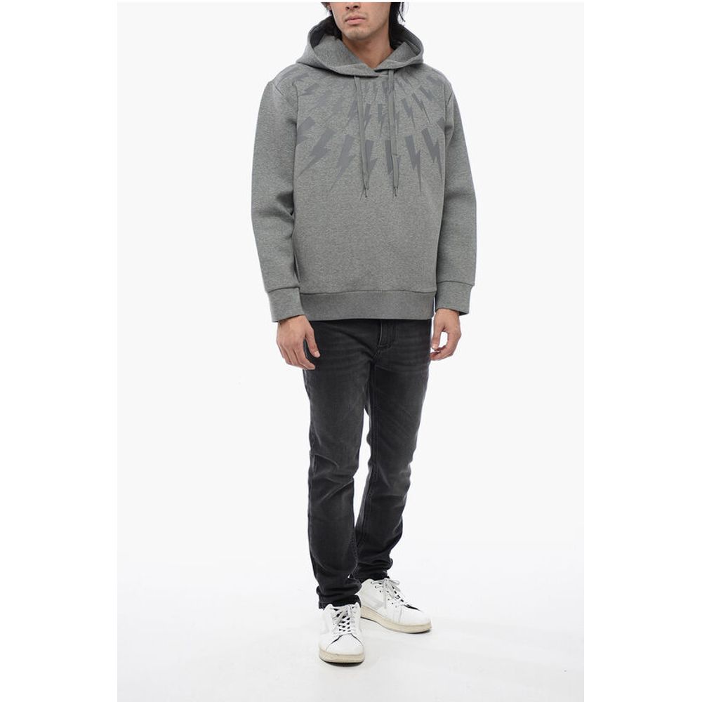 Neil Barrett Cotton Neoprene FAIRISLE THUNDERBOLT Hoodie