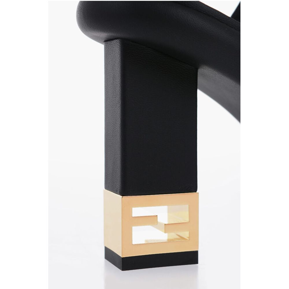 Fendi Logoed Heel Leather Sandals 10cm