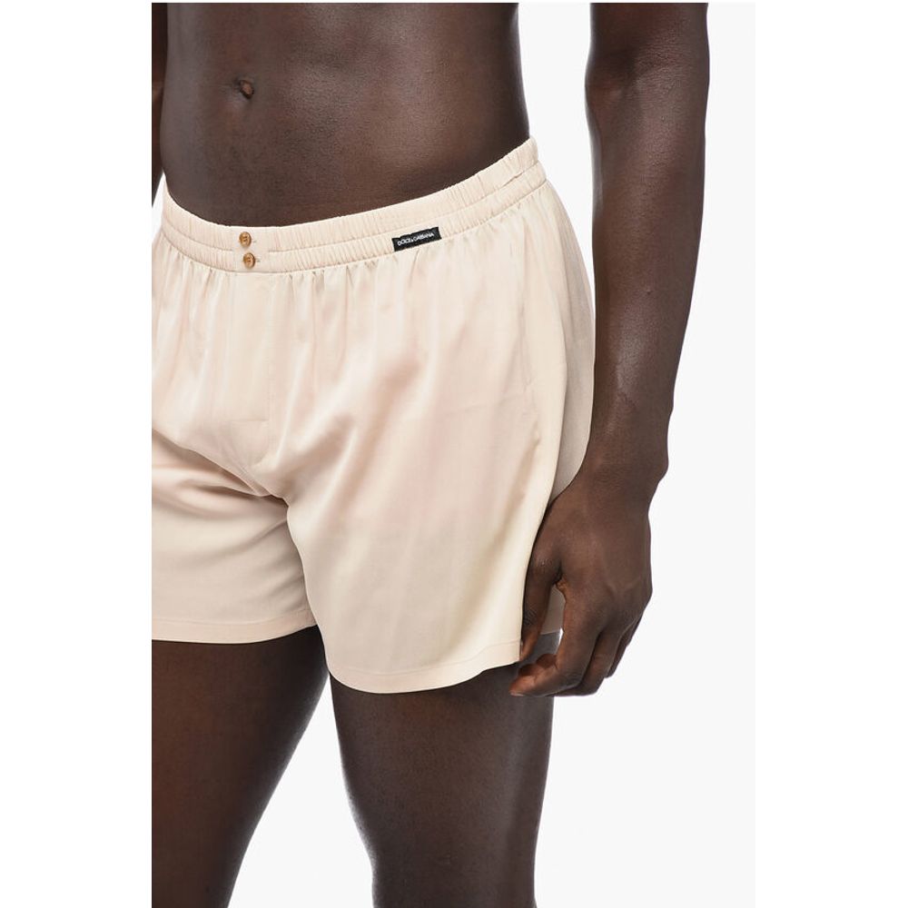 Dolce & Gabbana UNDERWEAR Silk Shorts with Elastic Waistband