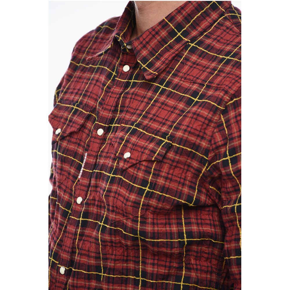 Dsquared² Check-patterned Shirt with Wrinkled Effect