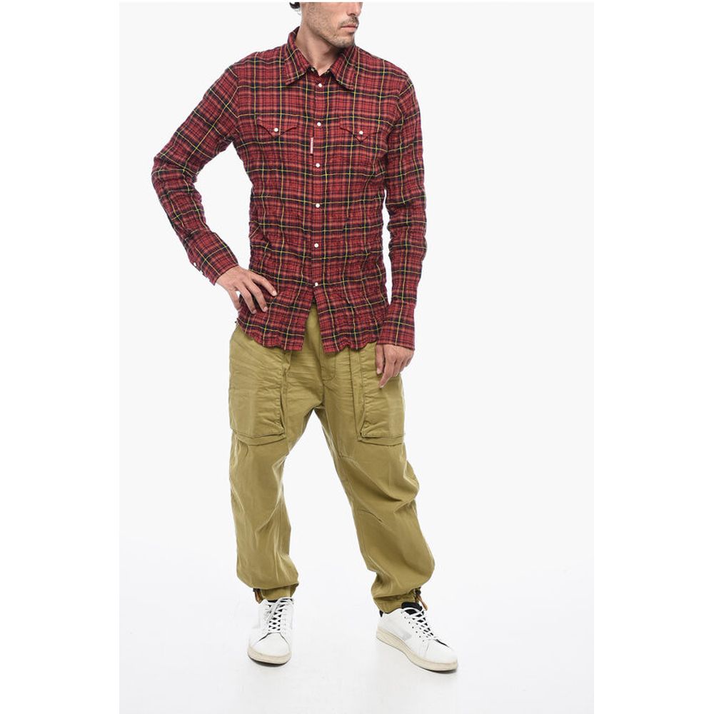 Dsquared² Check-patterned Shirt with Wrinkled Effect