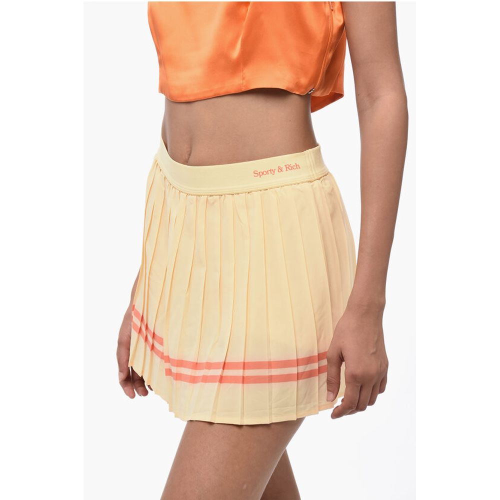 Sporty & Rich Pleated Mini Skirt with Logoed Elastic Band