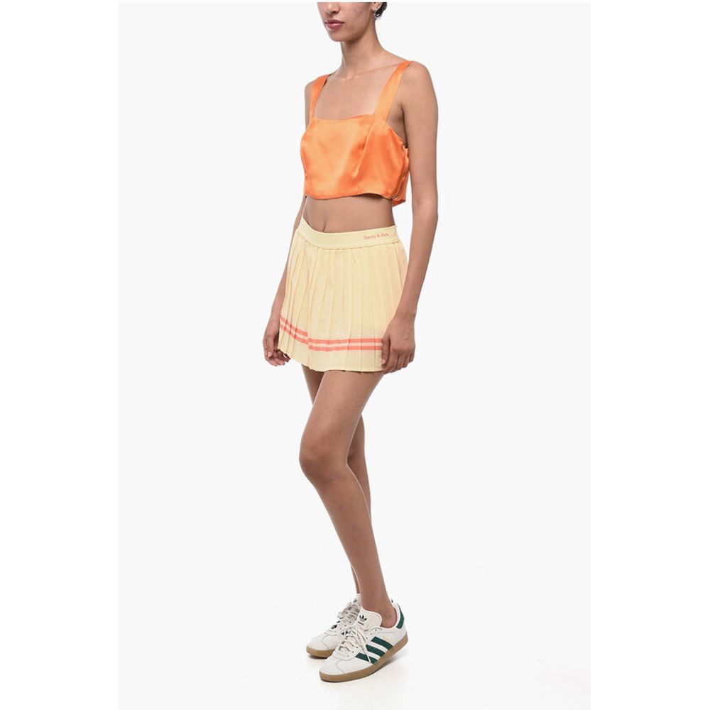 Sporty & Rich Pleated Mini Skirt with Logoed Elastic Band