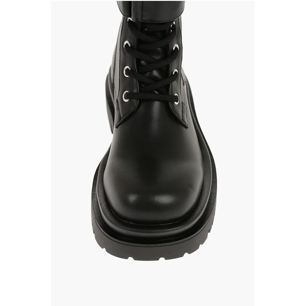 Versace JEANS COUTURE Faux Leather DREW Combat Boots with Metal Logo