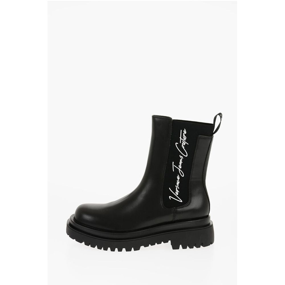 Versace JEANS COUTURE Faux Leather DREW Chelsea Boots with Contrasti