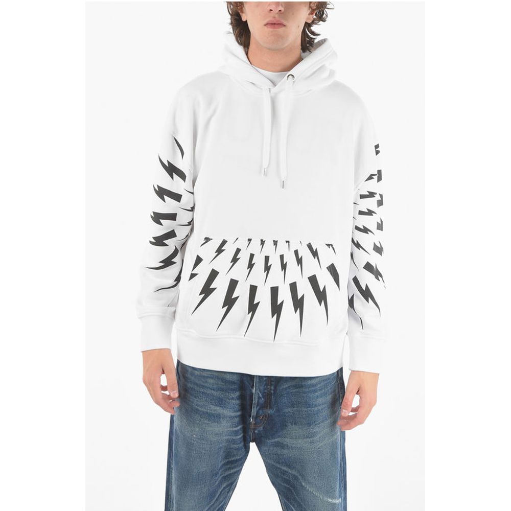 Neil Barrett Maxi Patch Pocket Front RADIAL FAIR-ISLE THUNDERBOLT Hoodie