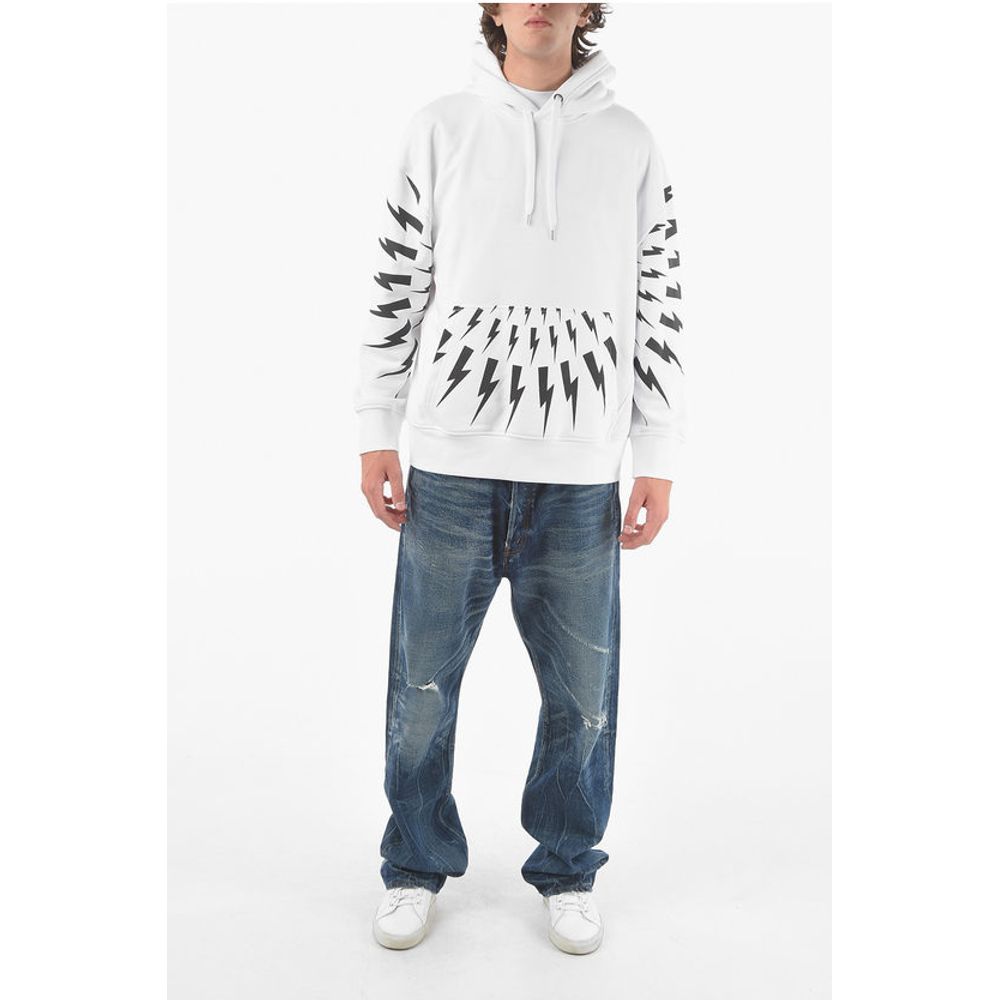Neil Barrett Maxi Patch Pocket Front RADIAL FAIR-ISLE THUNDERBOLT Hoodie