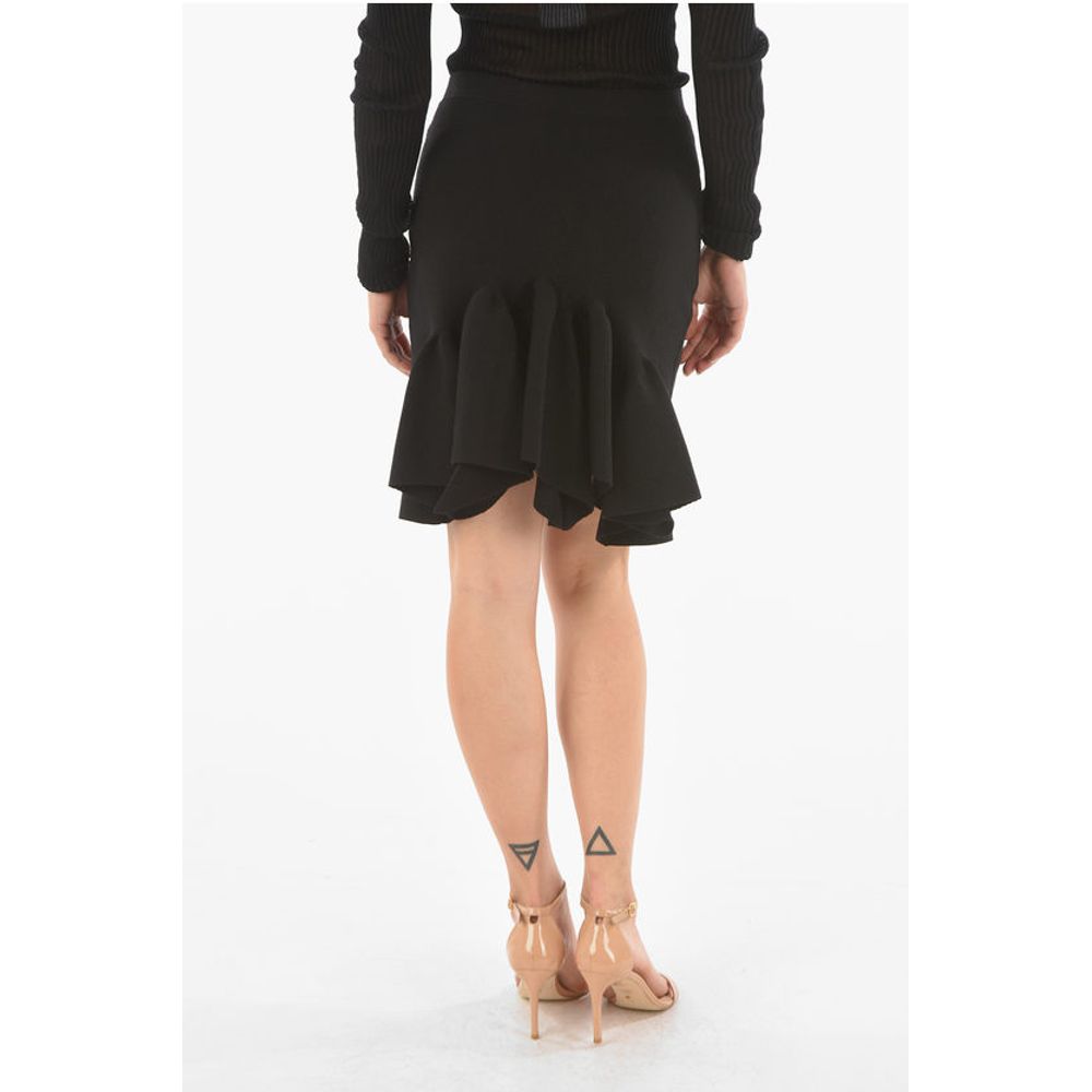 Bottega Veneta Stretched Wool Godets Miniskirt with Waist Drawstring