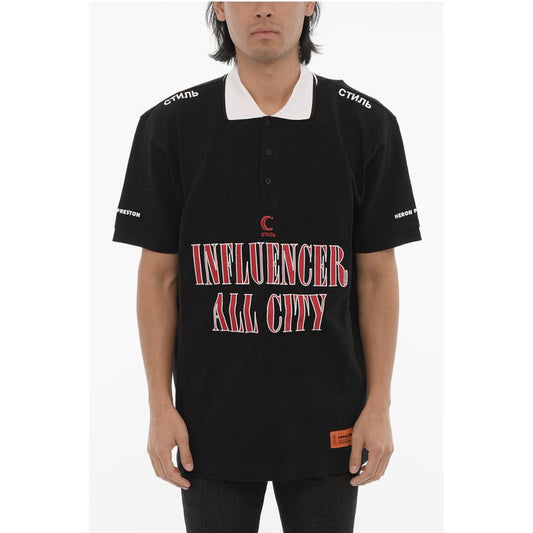 Heron Preston Pique Cotton INFLUENCER 3-Buttons Polo Shirt with Maxi Embro