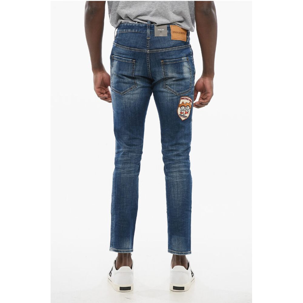 Dsquared² Skater Fit Delavè Denims with Embroidered Patches 15cm