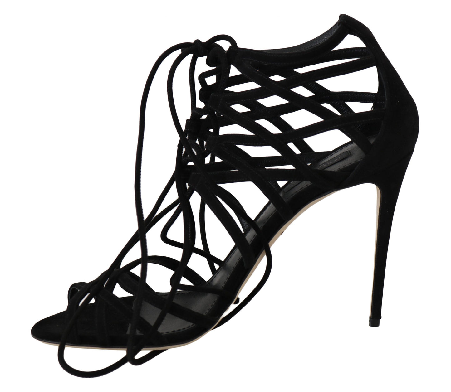 Dolce & Gabbana eleganti tacchi a spillo gladiatore in pelle scamosciata nera