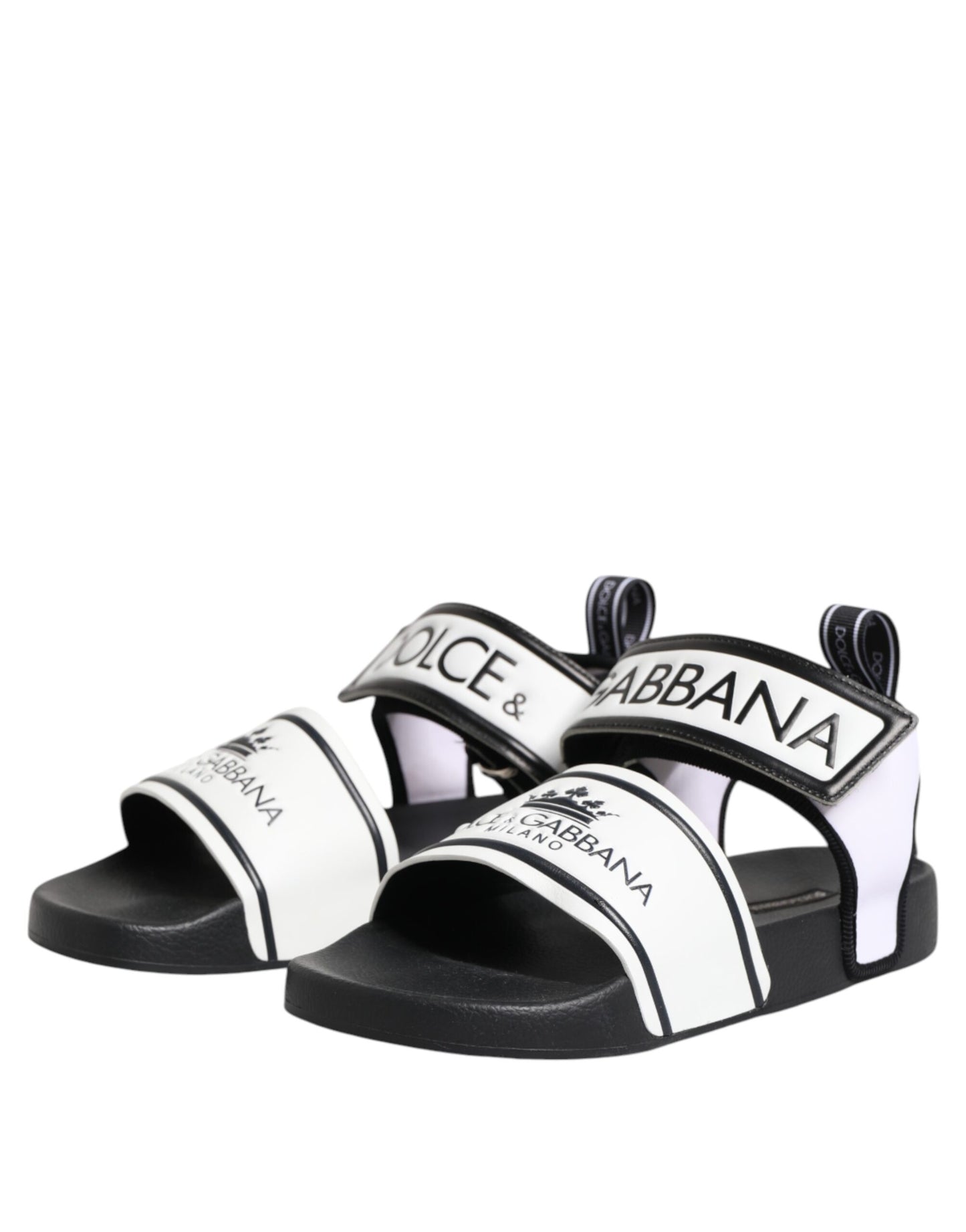 Dolce & Gabbana Black White DG Logo Slides Sandals Shoes