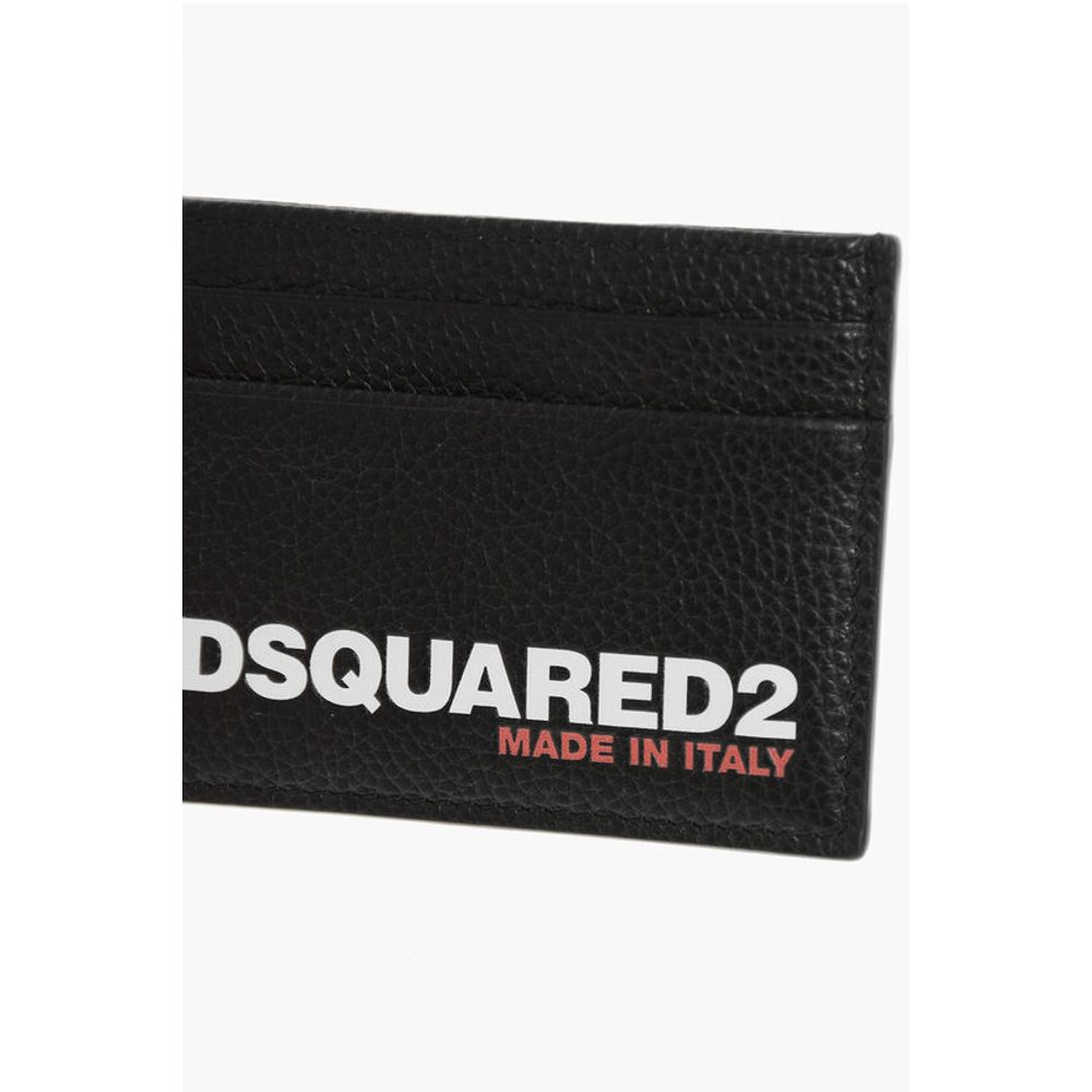 Dsquared² Textured Leather Card Holder with Printed Logo