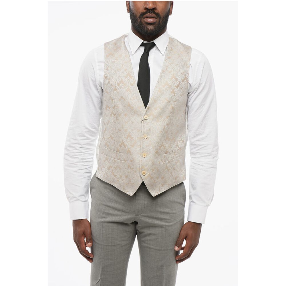 Corneliani Embroidered Silk Blend Vest 4 Buttons