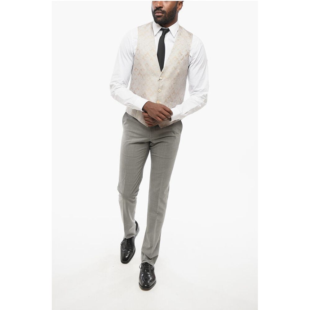 Corneliani Embroidered Silk Blend Vest 4 Buttons